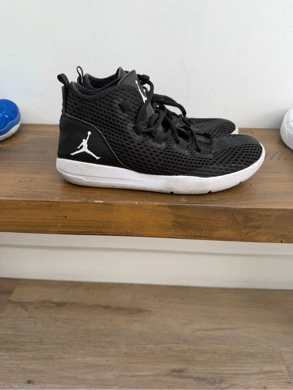 Jordan Kids Black Mesh Basketball Sneakers with White Sole